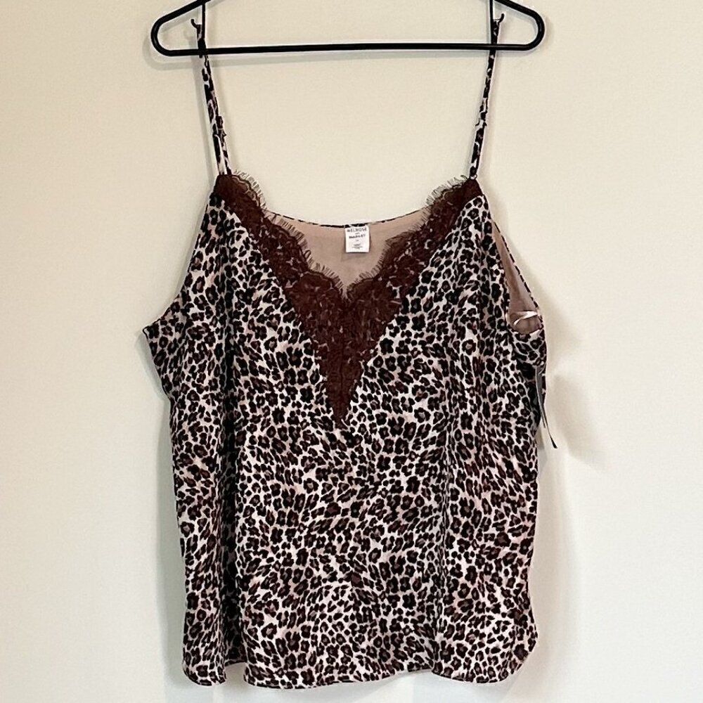 NWT Melrose & Market Cheetah Print Lace Camisole - Size: 2X